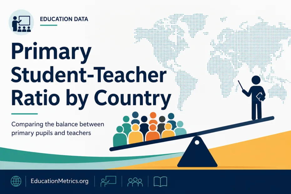 Primary student-teacher ratio by country shows differences in class sizes for young learners worldwide.