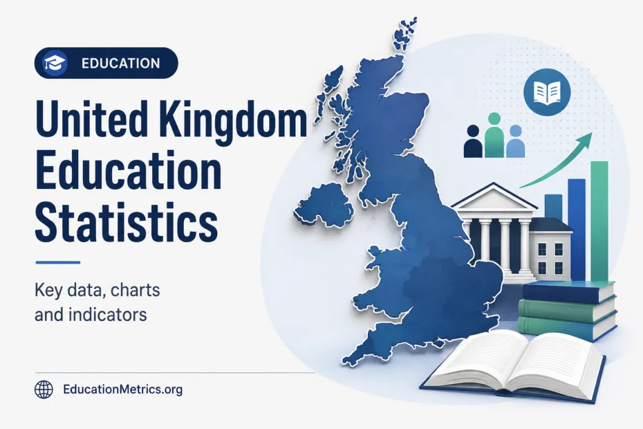 United Kingdom education statistics show charts and data on student enrollment and achievement.