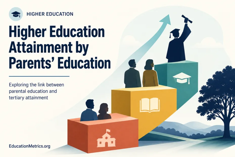 A chart showing how parents' education levels influence higher education attainment of their children.